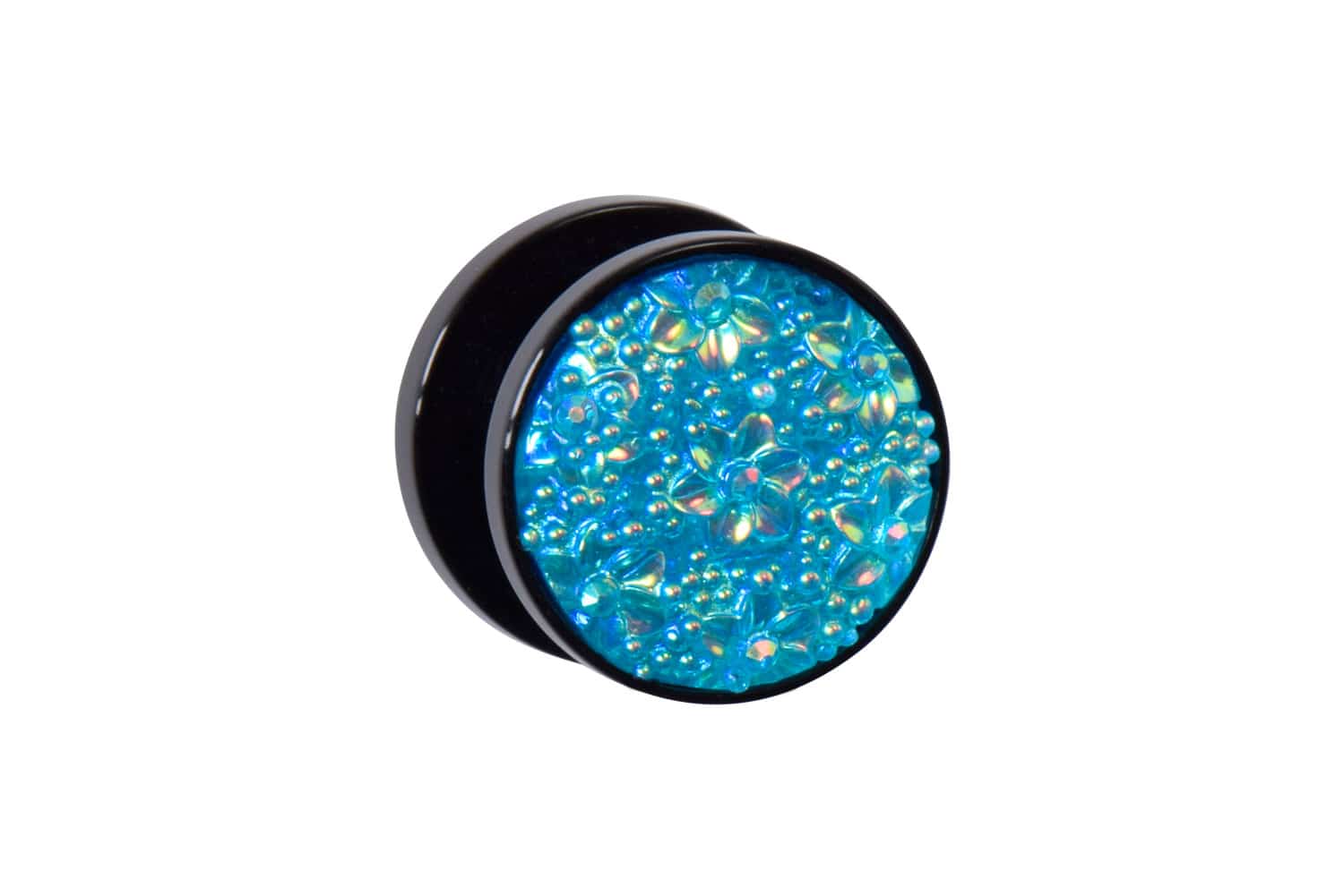Acryl Plug schwarz BLUMEN ++SALE++ von Piercingline